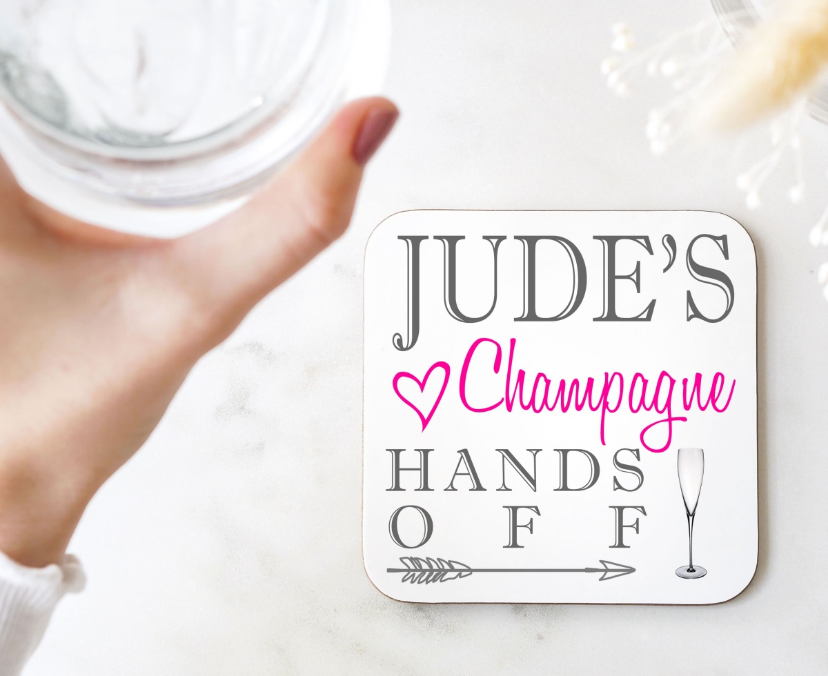 Personalised Champagne Wooden Gift Drinks Coaster